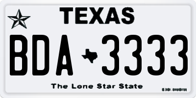 TX license plate BDA3333