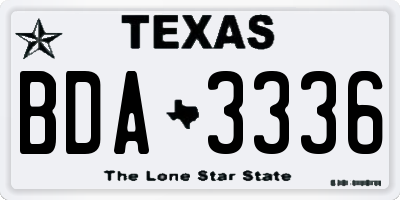 TX license plate BDA3336