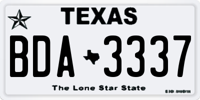 TX license plate BDA3337