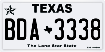 TX license plate BDA3338