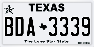 TX license plate BDA3339
