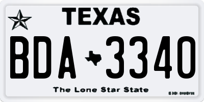 TX license plate BDA3340