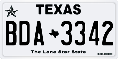 TX license plate BDA3342