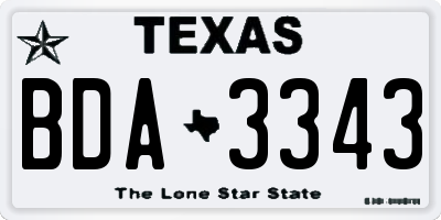 TX license plate BDA3343