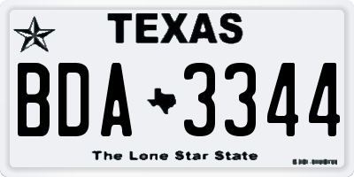 TX license plate BDA3344