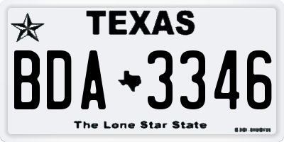 TX license plate BDA3346
