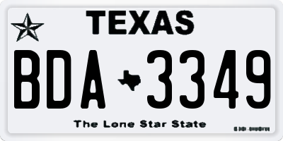 TX license plate BDA3349