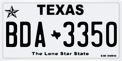 TX license plate BDA3350