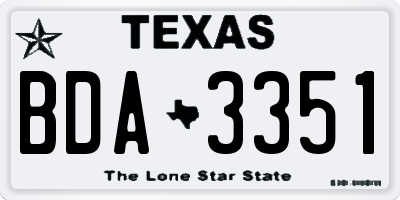 TX license plate BDA3351
