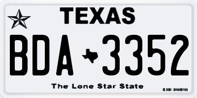 TX license plate BDA3352