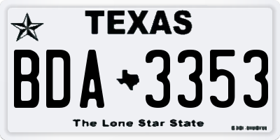 TX license plate BDA3353