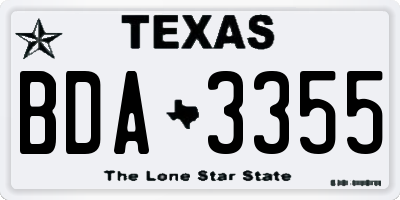 TX license plate BDA3355