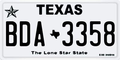 TX license plate BDA3358