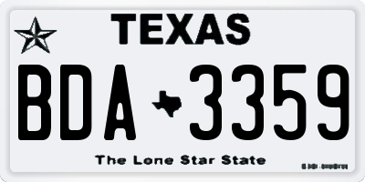 TX license plate BDA3359