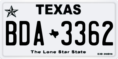 TX license plate BDA3362