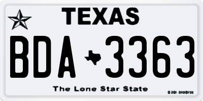 TX license plate BDA3363
