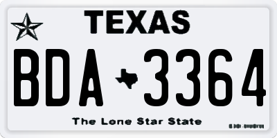 TX license plate BDA3364
