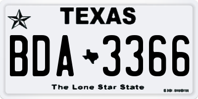 TX license plate BDA3366