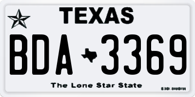 TX license plate BDA3369