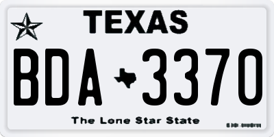 TX license plate BDA3370