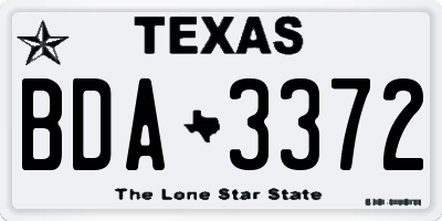 TX license plate BDA3372