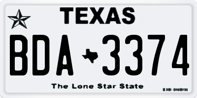 TX license plate BDA3374