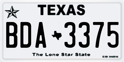 TX license plate BDA3375