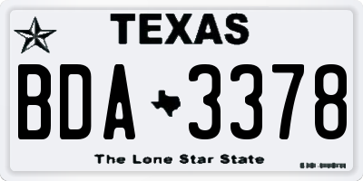 TX license plate BDA3378