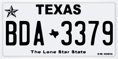 TX license plate BDA3379