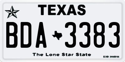 TX license plate BDA3383