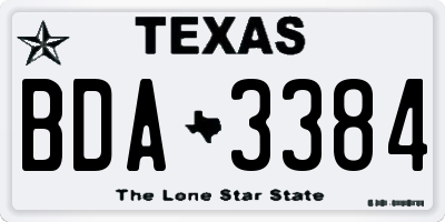 TX license plate BDA3384