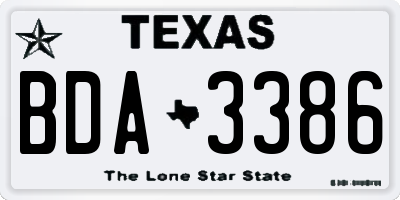 TX license plate BDA3386