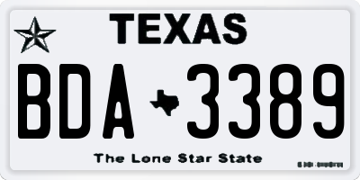 TX license plate BDA3389