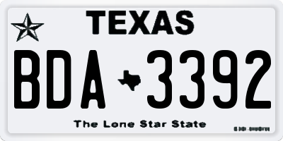 TX license plate BDA3392