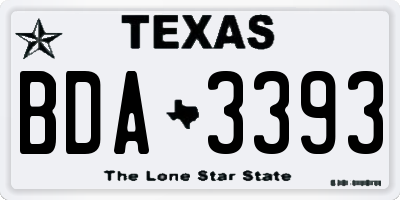 TX license plate BDA3393
