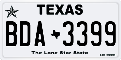 TX license plate BDA3399