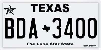 TX license plate BDA3400