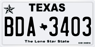 TX license plate BDA3403