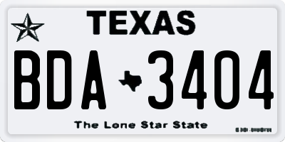 TX license plate BDA3404