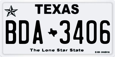 TX license plate BDA3406