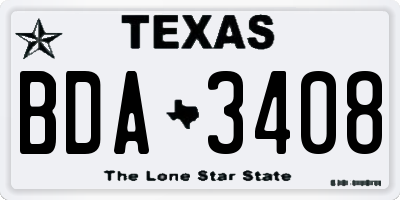 TX license plate BDA3408