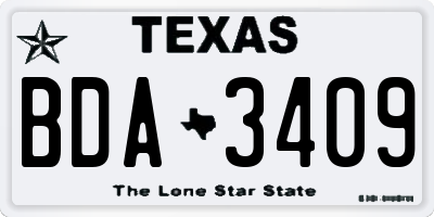 TX license plate BDA3409