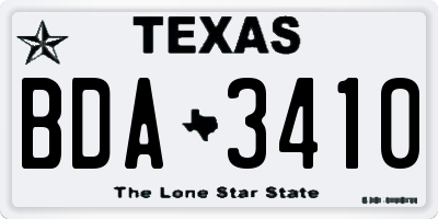 TX license plate BDA3410