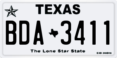 TX license plate BDA3411