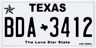 TX license plate BDA3412