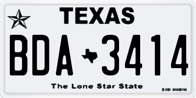 TX license plate BDA3414