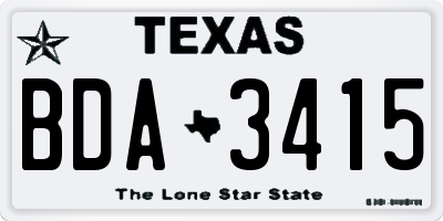 TX license plate BDA3415