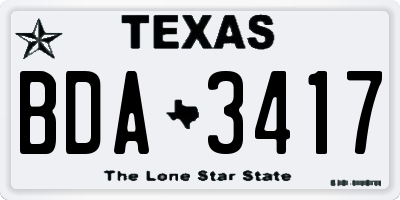 TX license plate BDA3417