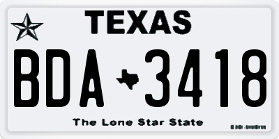 TX license plate BDA3418