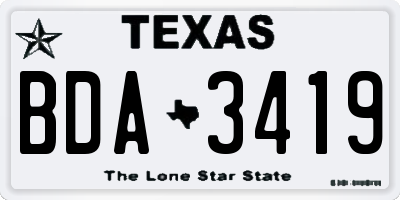 TX license plate BDA3419